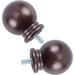 2PCS Round Curtain Rod Finials Drapery Pole Ball End Brown Replacement Decorative End Head Caps 1/4 -20UNC Screws for Home Office 5/8 Inch Curtain Rod