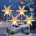 4-Pack Solar Christmas Snowflakes Figurine Lights - Warm White LED Xmas Lighting Yard Stake Decor