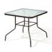 Crestlive Products Patio Dining Table Outdoor Square Table with Umbrella Hole for 4 Persons Brown