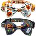 2 Pack Halloween Dog Collar with Bowtie Holiday Jack-O-Lantern and Pumpkin Collar for Small Medium Large Dogs Pets Puppies (Small)