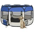 Gecheer Dog Playpen Foldable with Carrying Bag Blue Size 43.3x43.3x22.8 inches