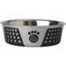 PetRageous 13099 Fiji Stainless Steel Non-Slip Dishwasher Safe Dog Bowl 6.5-Cup Capacity 8.5-inch Diameter 2.75-inch Tall for Large and Extra Large Dogs Light Grey and Black