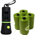 Waste Bags Dispenser with LED Flashlight Poop Bag Holder for Dog Lead Leash Diaper Bags Dispenser for Cradle or Car Never Step on Poop Again at Night includes 4 Rolls (15 Bags Per Roll 60 Bags)