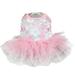 Farfi Dog Princess Dress Flower Printing Multi-layer Net Yarn Cotton Round Neck Teddy Wedding Skirt for Summer (Pink XS)