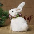 Aton D. Easter Straw Rabbit Handicraft Desktop Bunny Ornament with Wreath for Bedroom Sitting Room