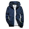 KIJBLAE Clothing Clearance Jacket Men s Warm Caot for Winter Running Cycling Waterproof Hooded Jackets Packable Windbreaker Lightweight Reflective Rain Windproof Bike Rain(Blue XXXXL )