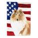 HYYYYH CK1719CHF Patriotic USA Rough Collie House Flag Porch Flag or Large Sleeve Pole Decorative Outside Yard Banner Polyester Artwork Wall Hanging