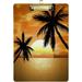 Hyjoy 12x9in Beautiful Sunset Beach Ocean Tropical Coconut Palm Tree Acrylic Clipboard with Low Profile Gold Metal Clip Standard A4 Letter Size Decorative Clipboards for Office Jobsite Medical School