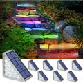 Solar Stair Lights 8 Pack 7 Fixed Colors Solar Step Lights Outdoor Waterproof IP67 LED Outdoor Step Lights Solar Deck Lights Outdoor Decor for Garden Stair Front Step Porch and Patio