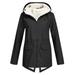 snowsong Women Outdoor Loose Solid Plus Size Thick Warm Hooded Raincoat Windproof Winter Outdoor Women s Coat Womens Coats Womens Winter Coats Rain Jacket Women Winter Jackets for Women Black XL