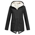 snowsong Women Outdoor Loose Solid Plus Size Thick Warm Hooded Raincoat Windproof Winter Outdoor Women s Coat Womens Coats Womens Winter Coats Rain Jacket Women Winter Jackets for Women Black S