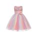 Kids Girls Princess Dresses Lace Flower Sequins Sleeveless Tulle Long Dresses Wedding Gown Party Evening Dresses Sundress 3-10T