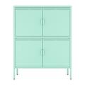 Gzxs Metal Storage Cabinet with 4 Doors 40 H Garage Steel Cabinet for Home Office Living Room Pantry Gym Commercial Storage (Green)