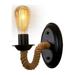 Retro LED Hemp Rope Wall Lamp Creative Bedside Lamp Metal Indoor Lighting Home Fixtures Sconce Light for Aisle Bedroom Bedside (