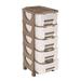 Oyma 37 Inch Tall Plastic 5 Drawer Home Storage Indoor/Outdoor Organizer Shelf Unit With Perforated Ventilated Drawers Beige