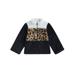 Little Girls Fleece Coat Long Sleeve Stand Collar Zip Up Jacket Leopard Print Winter Outwear Clothes