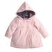 Fanvereka Baby Girls Solid Color Coat Windproof Long Sleeve Round Collar Hooded Top Purple/ Pink/ Light Pink