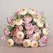 Meijuhuga 1 Bouquet Artificial Flower Vintage Easy Care 10 Heads Tea Rose Faux Silk Flower for Wedding