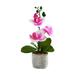 Artificial Phalaenopsis 27cm Artificial Faux Oceania Orchid Arrangement with Vase Artificial Potted Flowers Phalaenopsis Orch purple+white