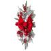 JWDX Wreath Clearance Cordless Prelit Stairway Trim Christmas Wreaths for Front Door Holiday Wall Window Hanging Ornaments for Indoor Outdoor Home Xmas Decor Red