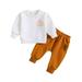 Toddler Kids Boys Girls Outfit Pumpkins Prints Long Sleeves Tops Sweatershirt Pants 2pcs Outfits Set 6-12 Months