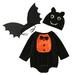 Tosmy Boy Girl Romper Bat Soft Cartoon Romper Bodysuits Outfits With Wing Hat 3Pcs Baby Clothes
