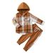 GYRATEDREAM Toddler Baby Boy Clothes Flannel Hooded Plaid Shirt and Long Pants Fall Winter Toddler Sweatsuit 12M-5T