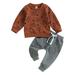 Musuos 2Pcs Baby Boy Halloween Outfits Pumpkin Sweatshirt Tops Drawstring Jogger Pants