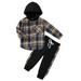 GYRATEDREAM Toddler Baby Boy Clothes Flannel Hooded Plaid Shirt and Long Pants Fall Winter Toddler Sweatsuit 12M-5T