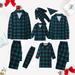 Matching Pajamas for Family Button Up Plaid Sleepwear Long Sleeve Shirt Staight Wide Pant Baby PJs Romper with Pet Suit (Boy:4Y Green)