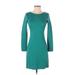 Theory Casual Dress - Sheath Crew Neck Long sleeves: Teal Print Dresses - Women's Size Small