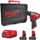 Milwaukee M12FPD2-402X 12v Fuel NEW GEN Combi Drill Kit with 2 x M12B4 Batteries, C12C Charger and Dynacase 4933479869