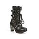 New Rock Womens Ladies Black Leather Metallic Gothic Boots- TR003-S1 - Size EU 39