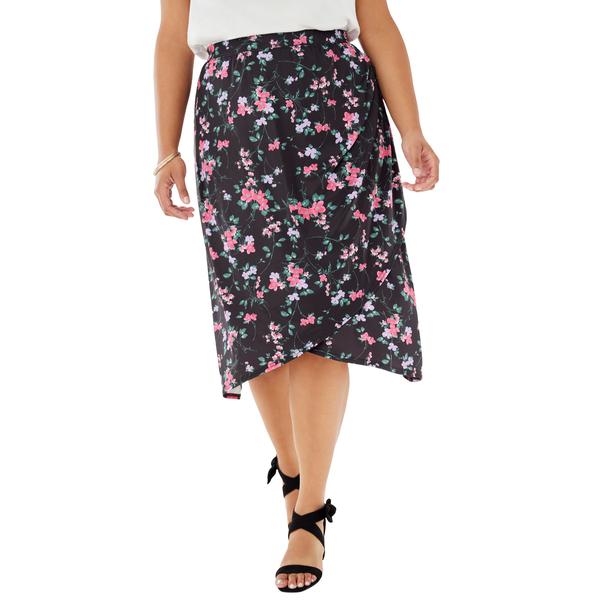 plus-size-womens-ruched-skirt-by-soft-focus-in-black-multi-floral--size-1x-/