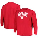 Men's Champion Scarlet Nebraska Huskers Big & Tall Arch Long Sleeve T-Shirt