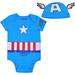 Infant Blue Captain America Bodysuit and Hat Set