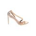 Calvin Klein Heels: Slip On Stiletto Cocktail Party Tan Print Shoes - Women's Size 8 - Open Toe