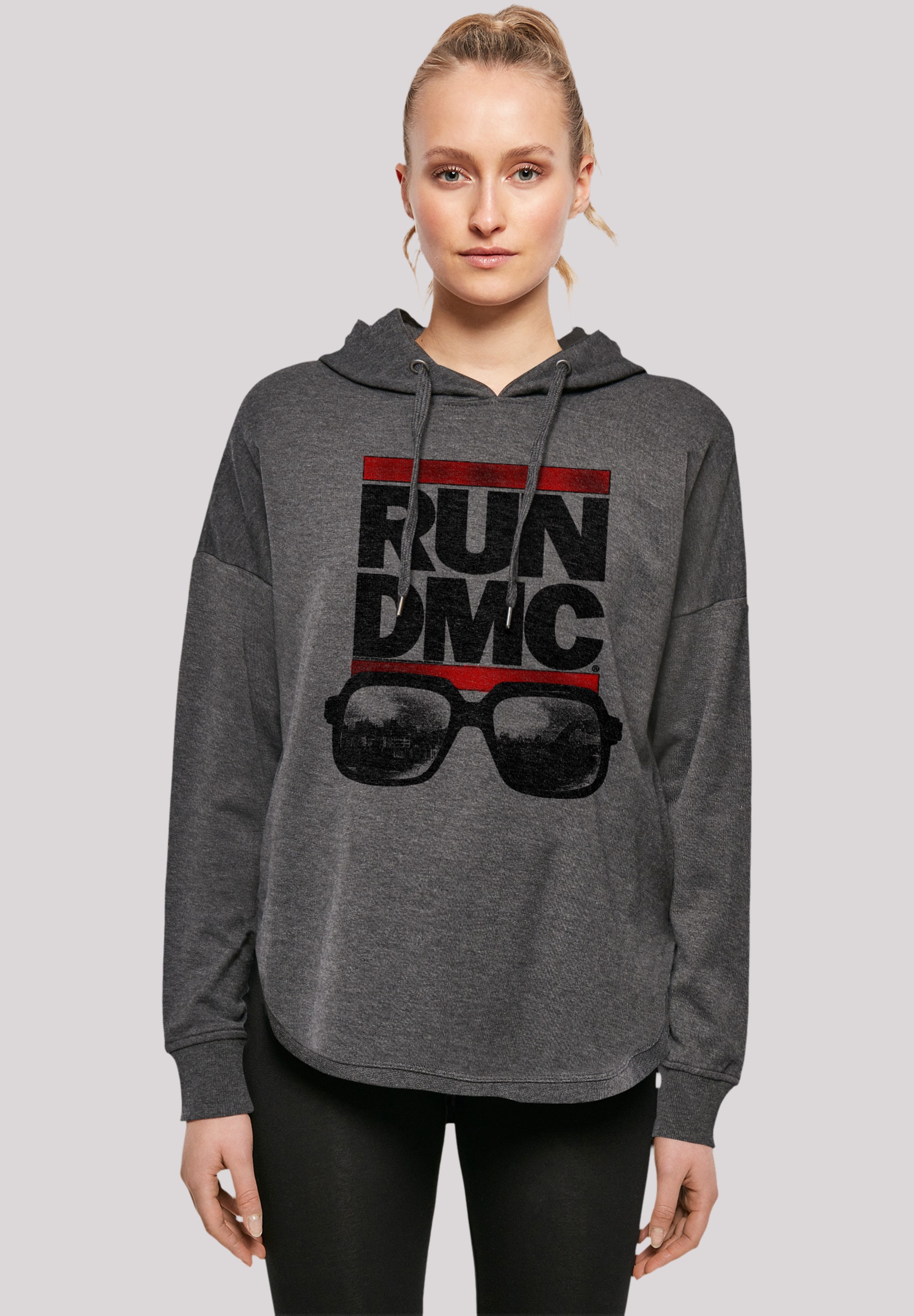 Sweatshirt F4NT4STIC "Run DMC Hip-Hop Music Band NYC", Damen, Gr. XS, grau (charcoal), Obermaterial: 100% Baumwolle, oversize, ohne Bündchen, Sweatshirts Sweatshirt, Musik,Band,Logo