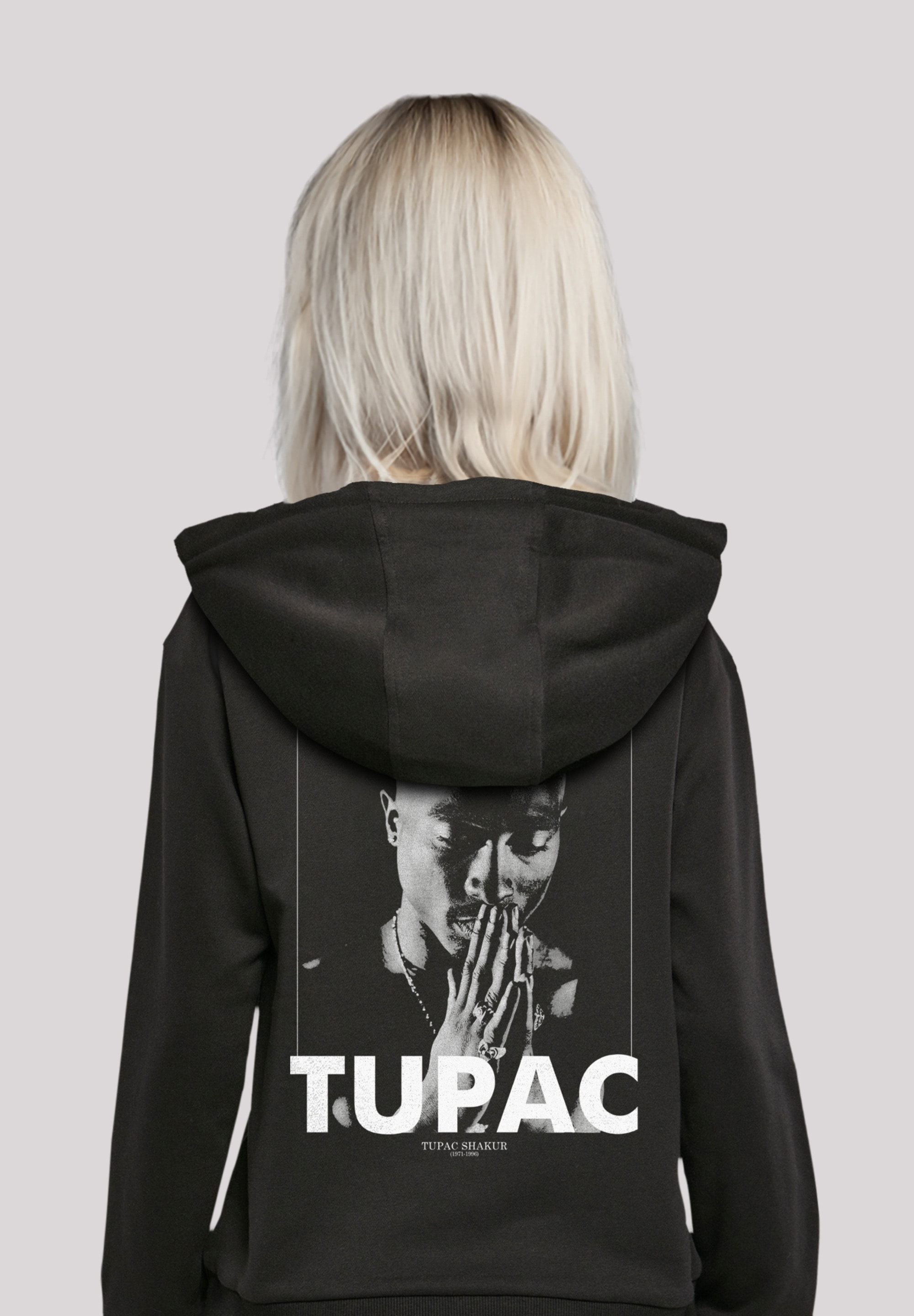 Kapuzenpullover F4NT4STIC "Tupac Shakur Praying Hip Hop Rap", Damen, Gr. XL, schwarz, Obermaterial: 65% Baumwolle, 35% Polyester, relaxed fit, Pullover Kapuzenpullover, Hoodie, Warm, Bequem