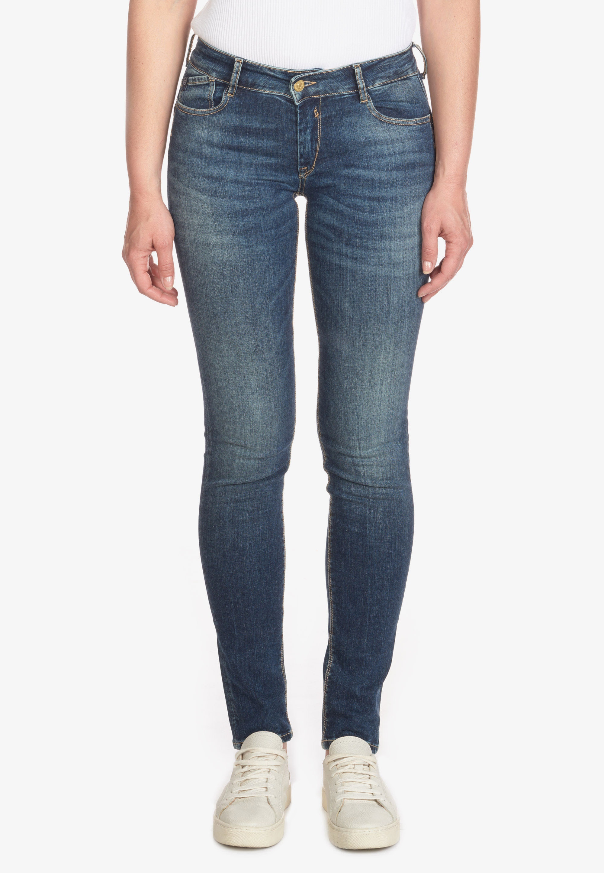 Slim-fit-Jeans LE TEMPS DES CERISES "PULP", Damen, Gr. 29, US-Größen, blau, 92% Baumwolle, 6% Synthetik, 2% Elasthan, unifarben, lang, Jeans, mit 7/8-Länge