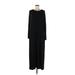 DKNY Casual Dress Scoop Neck Long sleeves: Black Solid Dresses - Women's Size Medium