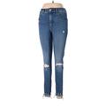 Express Outlet Jeans - High Rise Skinny Leg Boyfriend: Blue Bottoms - Women's Size 8 - Dark Wash