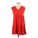 Social Standard by Sanctuary Casual Dress - A-Line V Neck Sleeveless: Red Print Dresses - Women's Size Small