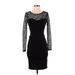 White House Black Market Casual Dress - Bodycon Scoop Neck Long sleeves: Black Solid Dresses - Women's Size 00