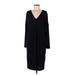 Donna Karan New York Casual Dress - Shift V-Neck Long sleeves: Black Solid Dresses - Women's Size Medium