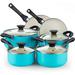 Cook N Home 10 Pieces Aluminum Non Stick Cookware Set Non Stick/Aluminum in Blue | 8 W in | Wayfair 2689