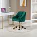 Rosdorf Park Charetta Office Chair, Perfect for Desk or Chic Vanity SetUp, Modern & Timeless Upholstered in Green | 35 H x 21 W x 18 D in | Wayfair