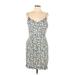 BCBGeneration Casual Dress - Sheath V Neck Sleeveless: Blue Leopard Print Dresses - Women's Size Large