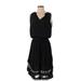 Ramy Brook Casual Dress - Mini V Neck Sleeveless: Black Print Dresses - Women's Size Small