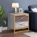 Everly Quinn Santu Mirrored Nightstand w/ 2 Drawers for Bedroom in Gray/Yellow | 19.7 H x 19.7 W x 15.7 D in | Wayfair